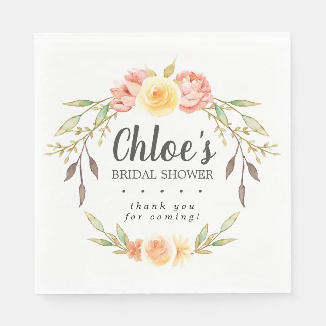 Rustic Fall Floral Brautparty Vielen Dank Serviette (Vorderseite)