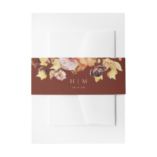 Rustic Fall Floral Burgund Hochzeit Einladungsbanderole