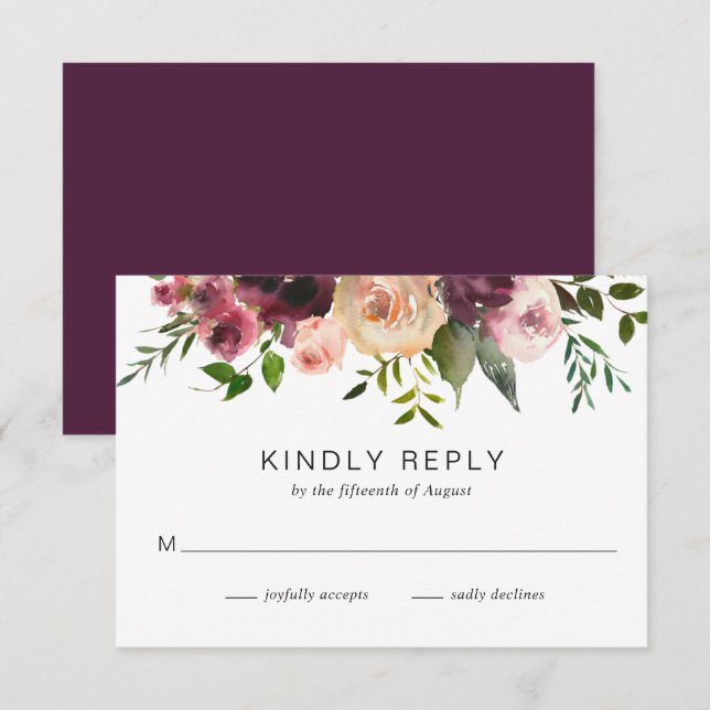 Rustic Fall Floral Elegante Hochzeit RSVP Karte (Vorne/Hinten)