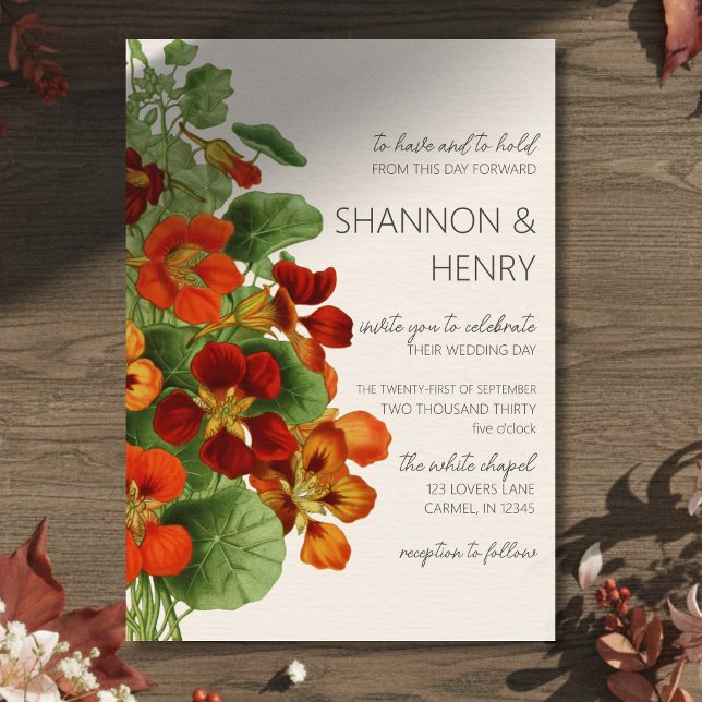 Rustic Fall Floral Modern Wedding Invitation (Invite guests to your big day with this Rustic Fall Floral Modern Wedding Invitation!)