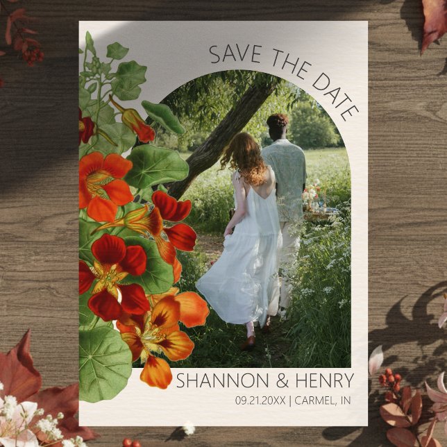 Rustic Fall Floral Modern Wedding Save the Date Einladung (Invite guests to your big day with this Rustic Fall Floral Modern Wedding Save the Date!)