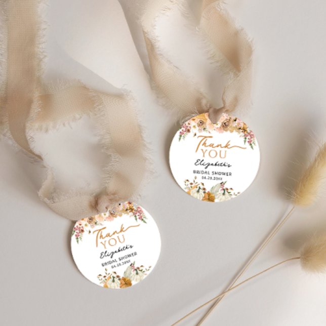 Rustic Fall Floral Pumpkin Brautparty Vielen Dank Geschenkanhänger (Von Creator hochgeladen)