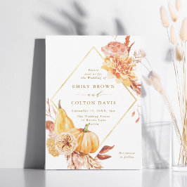 Rustic Fall Floral Pumpkin Hochzeit Gold Script Einladung