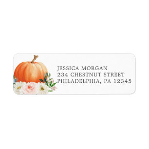 Rustic Fall Floral Pumpkin Rücksendeadresse