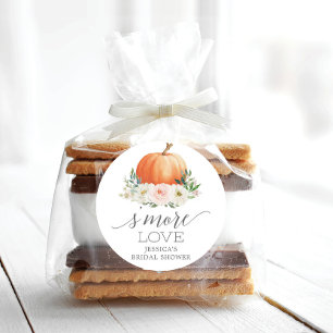 Rustic Fall Floral Pumpkin S'More Love Favor Runder Aufkleber