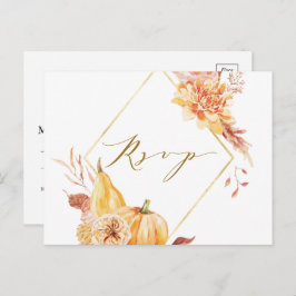 Rustic Fall Floral Pumpkin Wedding Gold UAWG Postkarte