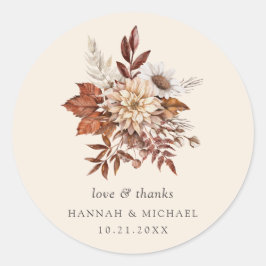 Rustic Fall Floral Wedding Vielen Dank Runder Aufkleber