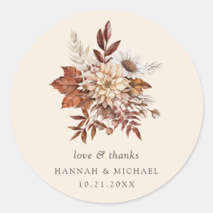 Rustic Fall Floral Wedding Vielen Dank Runder Aufkleber
