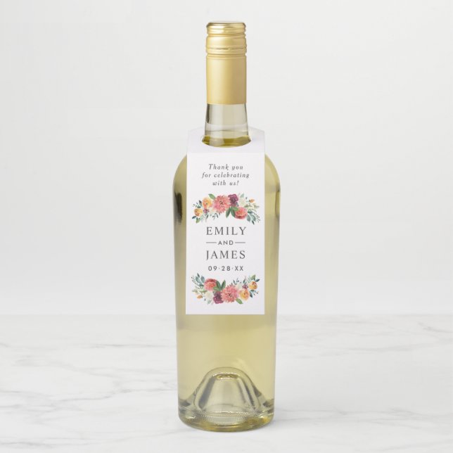 Rustic Fall Floral Wedgram Vielen Dank Flaschenanhänger (Auf Flasche)