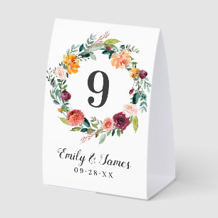 Rustic Fall Floral Wreath Wedding Monogram Tischaufsteller