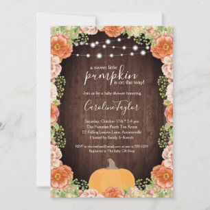Rustic Fall Florals Baby shower de bois Invitation