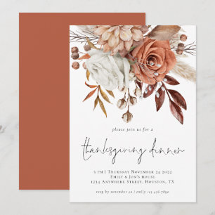 Rustic Fall Florals Terracotta Creme Erntedank Einladung