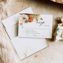 Rustic Fall Foliage Wedding RSVP Card Karte