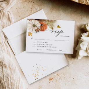 Rustic Fall Foliage Wedding RSVP Card Karte
