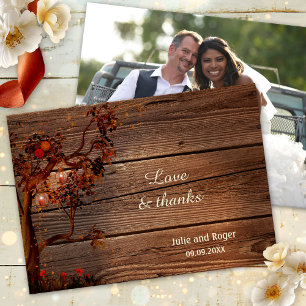 Rustic Fall Foto Hochzeit Danke Karte