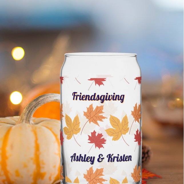 Rustic Fall Friendsgiving Benutzerdefinierte Namen Dosenglas (Von Creator hochgeladen)
