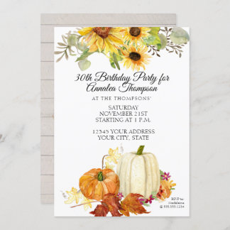 Rustic Fall Geburtstagsparty Pumpkin Leaf Sonnenbl Einladung