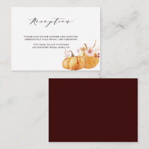 Rustic Fall Gold Floral Pumpkin Hochzeit Empfang Begleitkarte