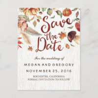Rustic Fall Harvest Pumpkin Save the Date