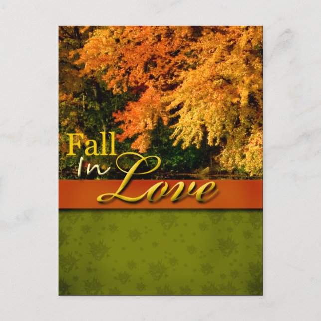 Rustic Fall In Love Carte Postale Mariage (Devant)
