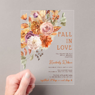 Rustic Fall in Love Pumpkins Fall Bridal Shower Acryleinladungen