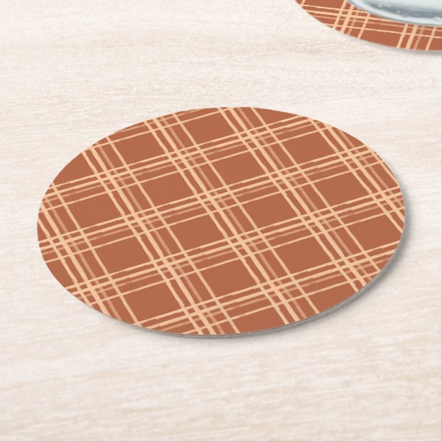 Rustic Fall Kariert Pumpkin Baby Dusche Runder Pappuntersetzer (Angewinkelt)