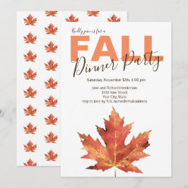 Rustic Fall Leaf Dinner Party Einladung