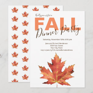 Rustic Fall Leaf Dinner Party Einladung