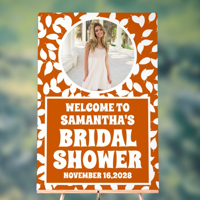 Rustic Fall Leaves Photo Fête des mariées Welcome (Neutre)