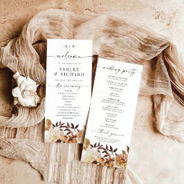 Rustic Fall Leaves Wedding Programme