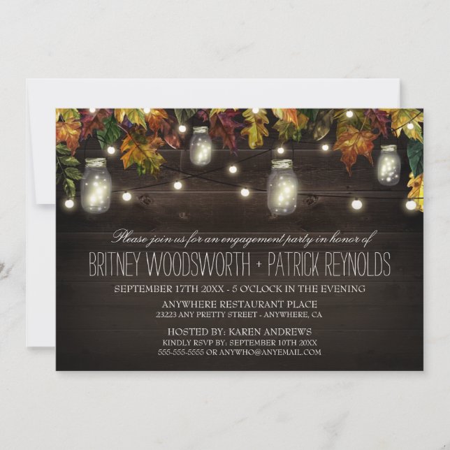 Rustic Fall Mason Jar Invitations de la partie d'e (Devant)