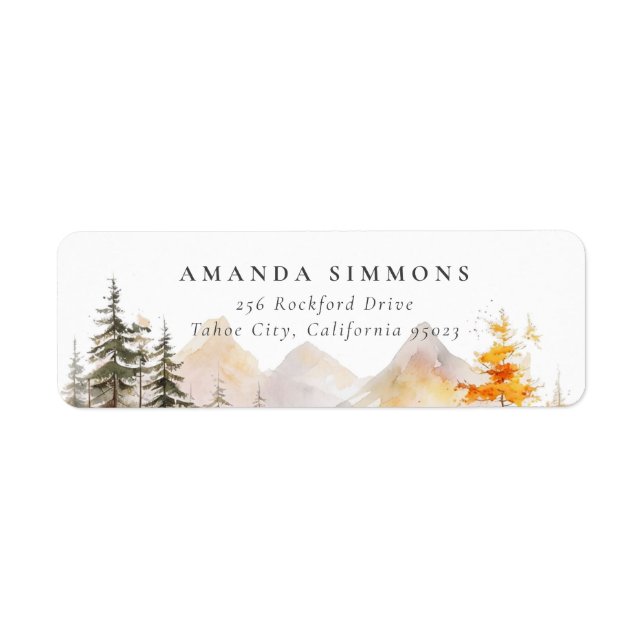 Rustic Fall Mountain Forest Wedding Return Address (Vorne)