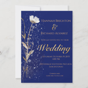 Rustic Fall Navy Bohemische Wildblume Hochzeit Einladung