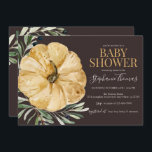 Rustic Fall Pumpkin Baby Dusche Einladung<br><div class="desc">Rustikaler Stil mit Olivenzweigen und Kürbis.</div>
