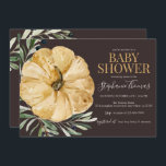 Rustic Fall Pumpkin Baby Dusche Einladung<br><div class="desc">Rustikaler Stil mit Olivenzweigen und Kürbis.</div>