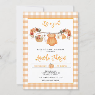 Rustic Fall Pumpkin Clothesline Babydusche Einladung