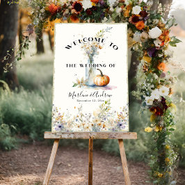 Rustic Fall Pumpkin Floral Wildblumen Hochzeit Poster