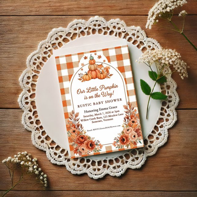 Rustic Fall Pumpkin Fox Baby Shower Invitation (Créateur téléchargé)