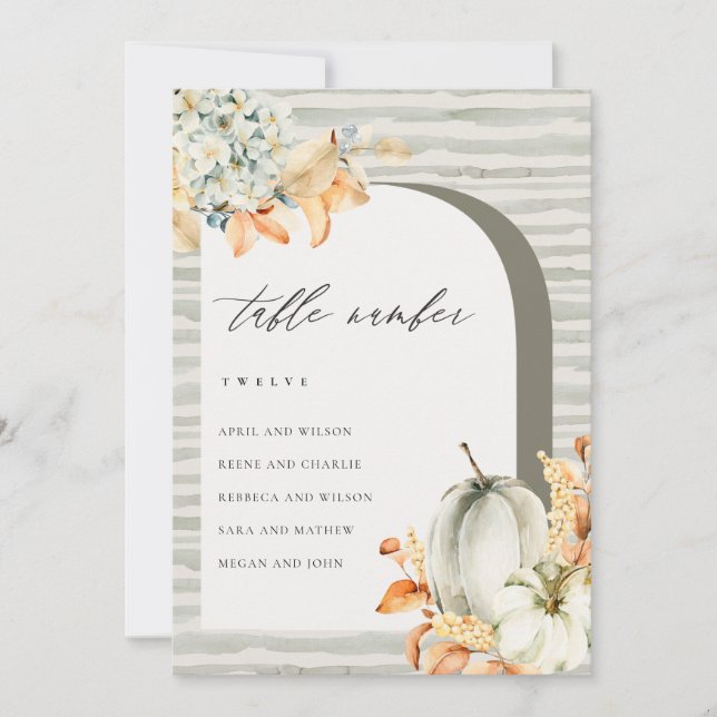 Rustic Fall Pumpkin Leafing Seatmap Table Card Car Dankeskarte (Vorderseite)