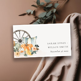 Rustic Fall Pumpkin Leafy Floral Wedding Website Begleitkarte