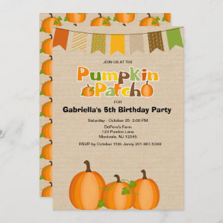 Rustic Fall Pumpkin Picking Geburtstagsparty Einladung