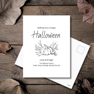 Rustic Fall Pumpkin Simple Typografie Halloween Feiertagspostkarte