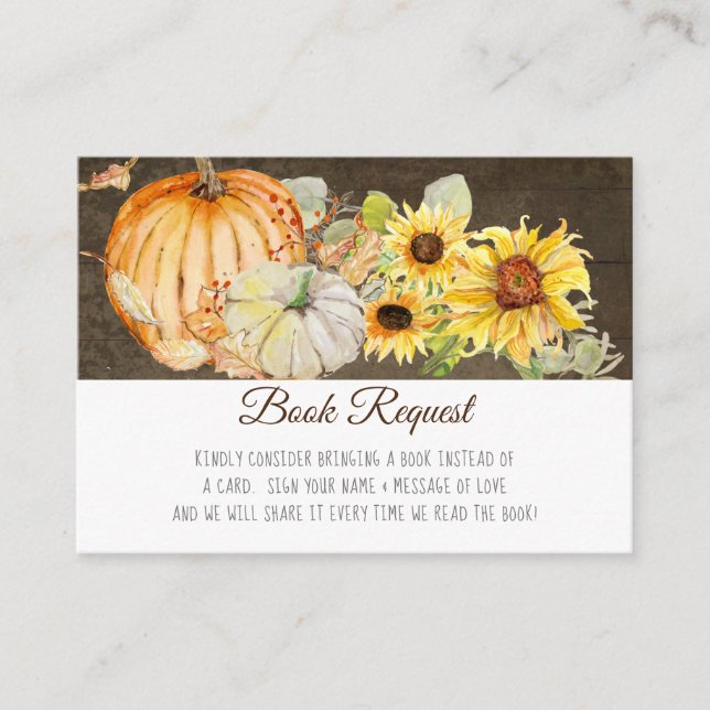 Rustic Fall Pumpkin Sonnenblumenbuch Anfrage Begleitkarte (Vorderseite)