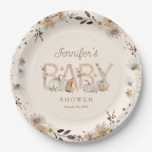 Rustic Fall Pumpkin und Floral Baby Dusche Pappteller