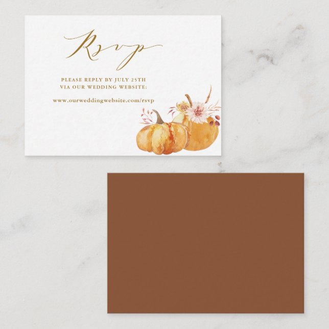 Rustic Fall Pumpkin Wedkin Website UAWG Gold Begleitkarte (Vorne/Hinten)