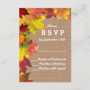 Rustic Fall quitte Burlap Wedding RSVP