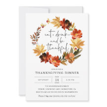 Rustic Fall quitte Thanksgiving Diner Invitation
