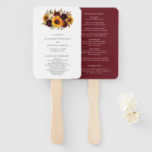 Rustic Fall Rose Sonnenblumen Hochzeitsprogramm Fächer