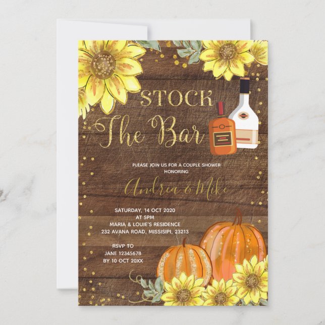 Rustic Fall Stock The Bar Couple Shower Invitation (Devant)