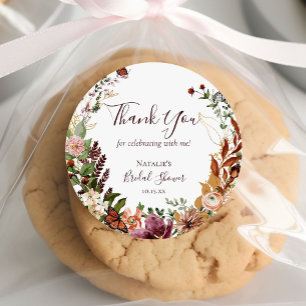 Rustic Fall Watercolor Floral & Greenery Vielen Da Runder Aufkleber